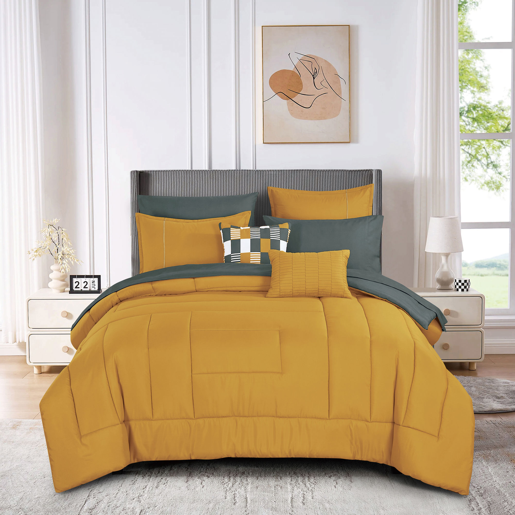 Mustard Yellow Comforter Set with Sheets