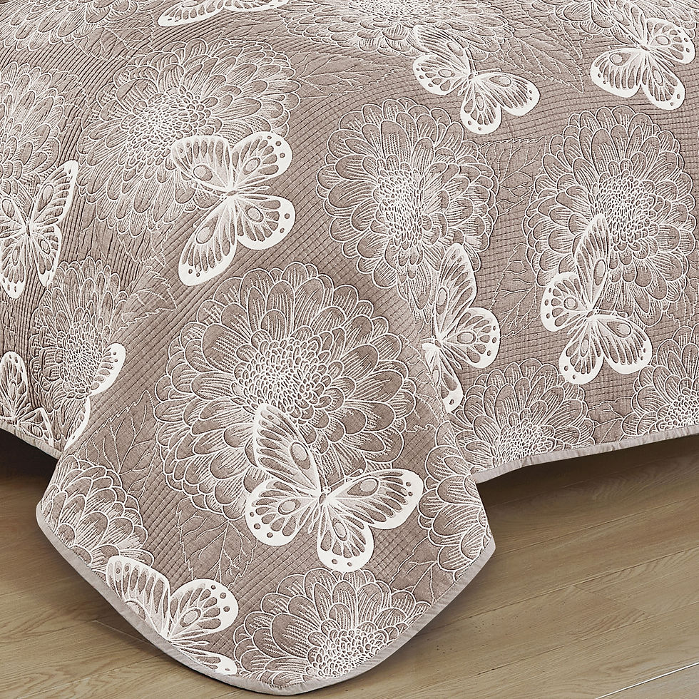 Thumbnail: Butterfly & Floral Cotton Blend Bedspread Set
