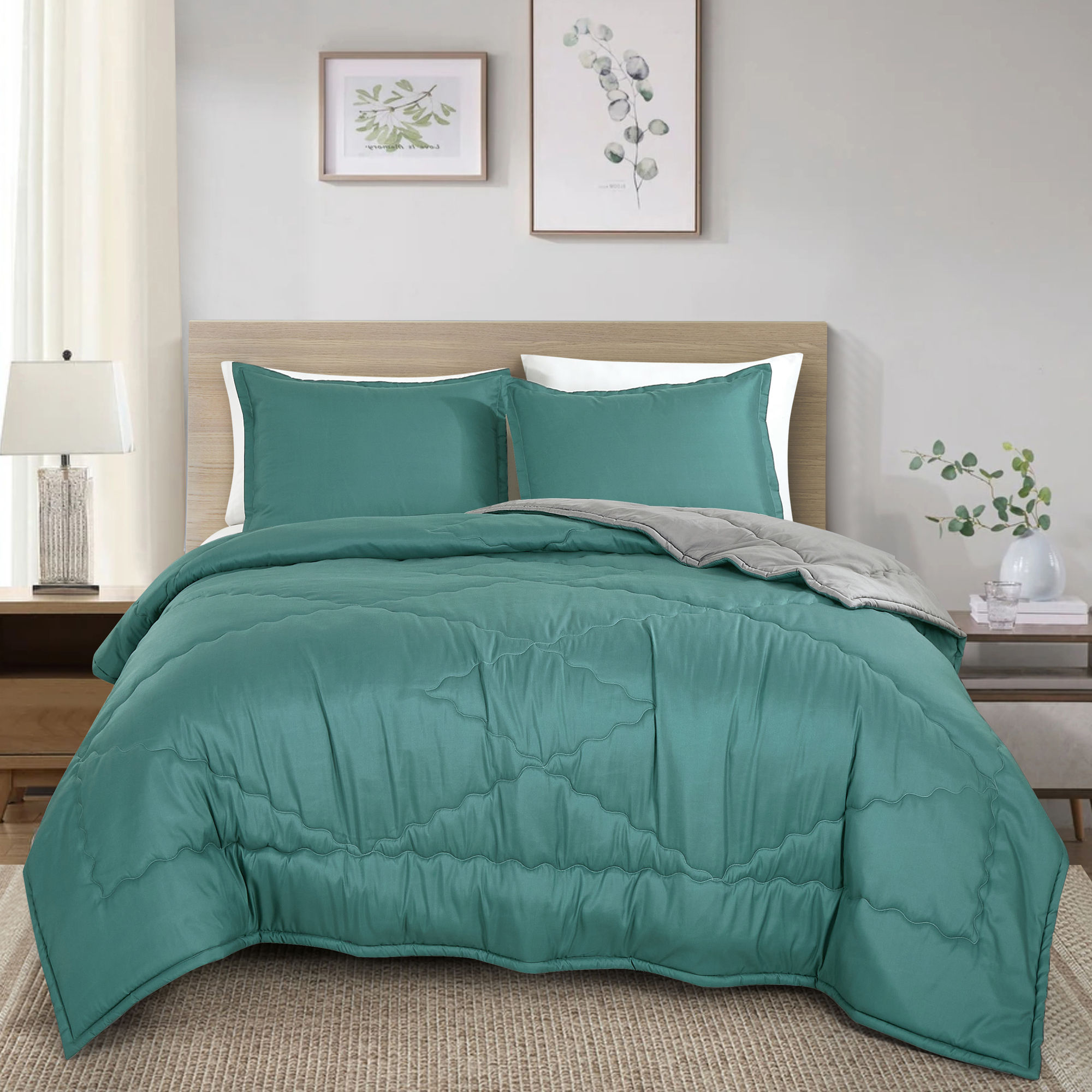 Emerald Green Quilt Bedspread Coverlet Set