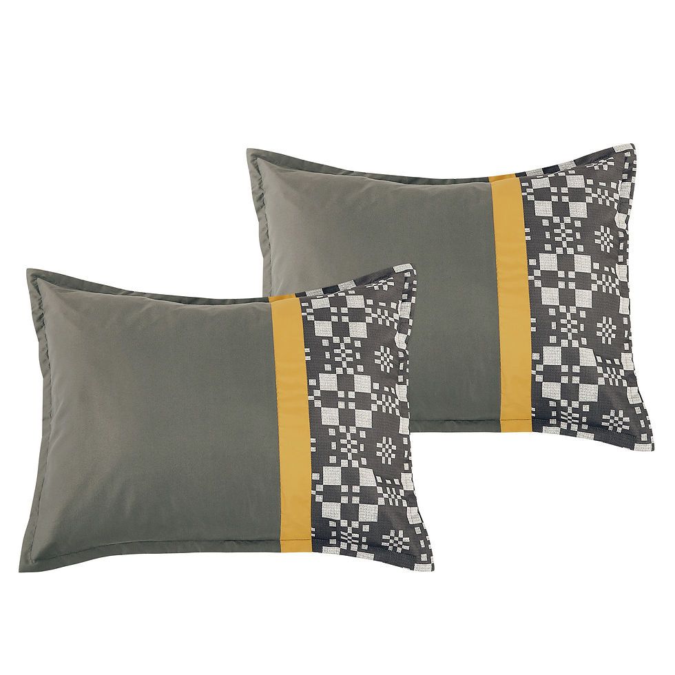 Thumbnail: Geometric Yellow and Gray Comforter Set