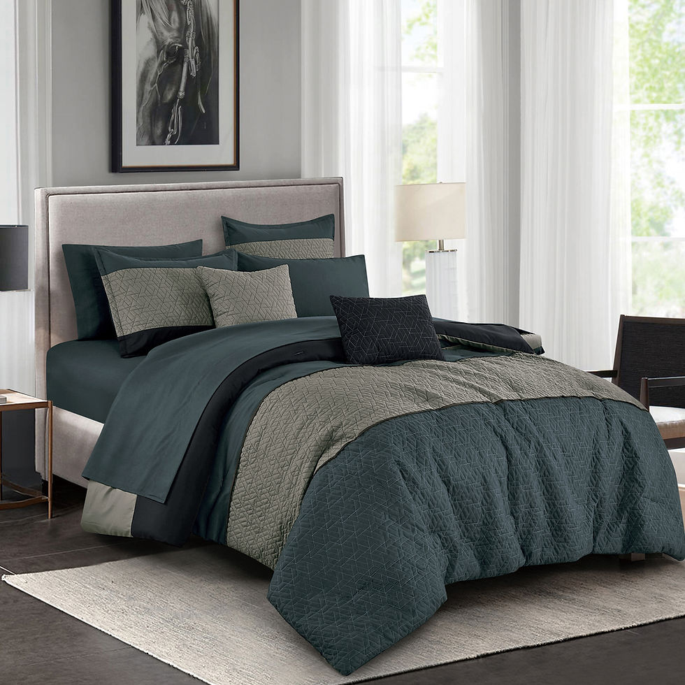 Teal Gray Comforter Set with Sheets