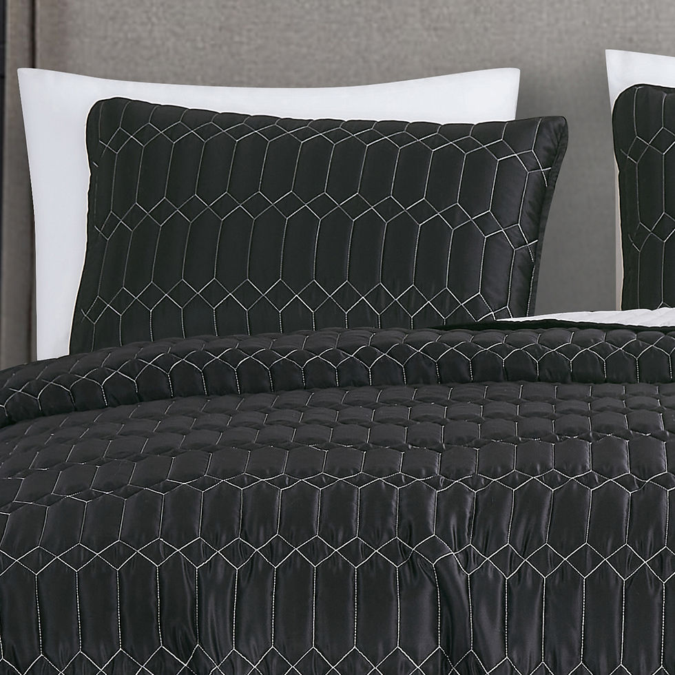 Thumbnail: Black Satin Bedspread Set