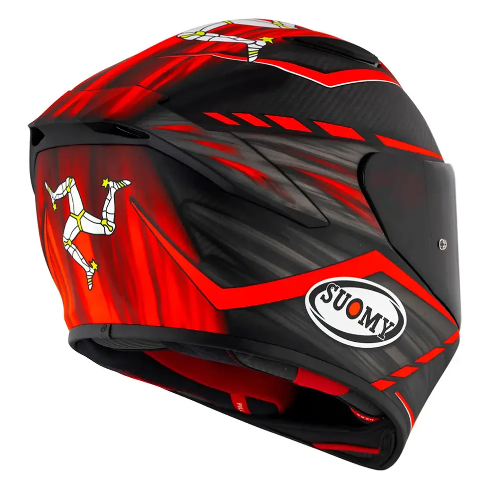 Thumbnail: Side view of Suomy TX-Pro Johnson Replica Red Matt Helmet highlighting lightweight shell and bold race-inspired design.