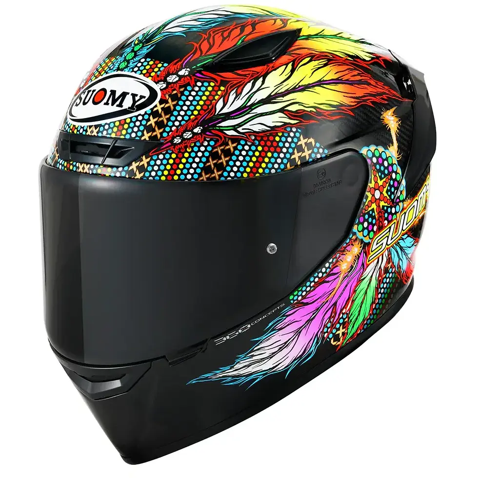 Thumbnail: Top view of Suomy TX-PRO Chieftain Black helmet showing streamlined air channels and glossy graphic details.