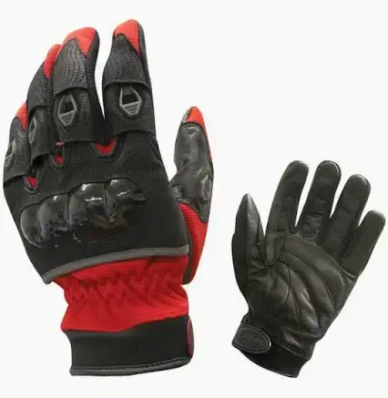 Olympia 734 Digital Protector Gloves in red and black featuring reinforced knuckle guards, padded palms, and breathable mesh