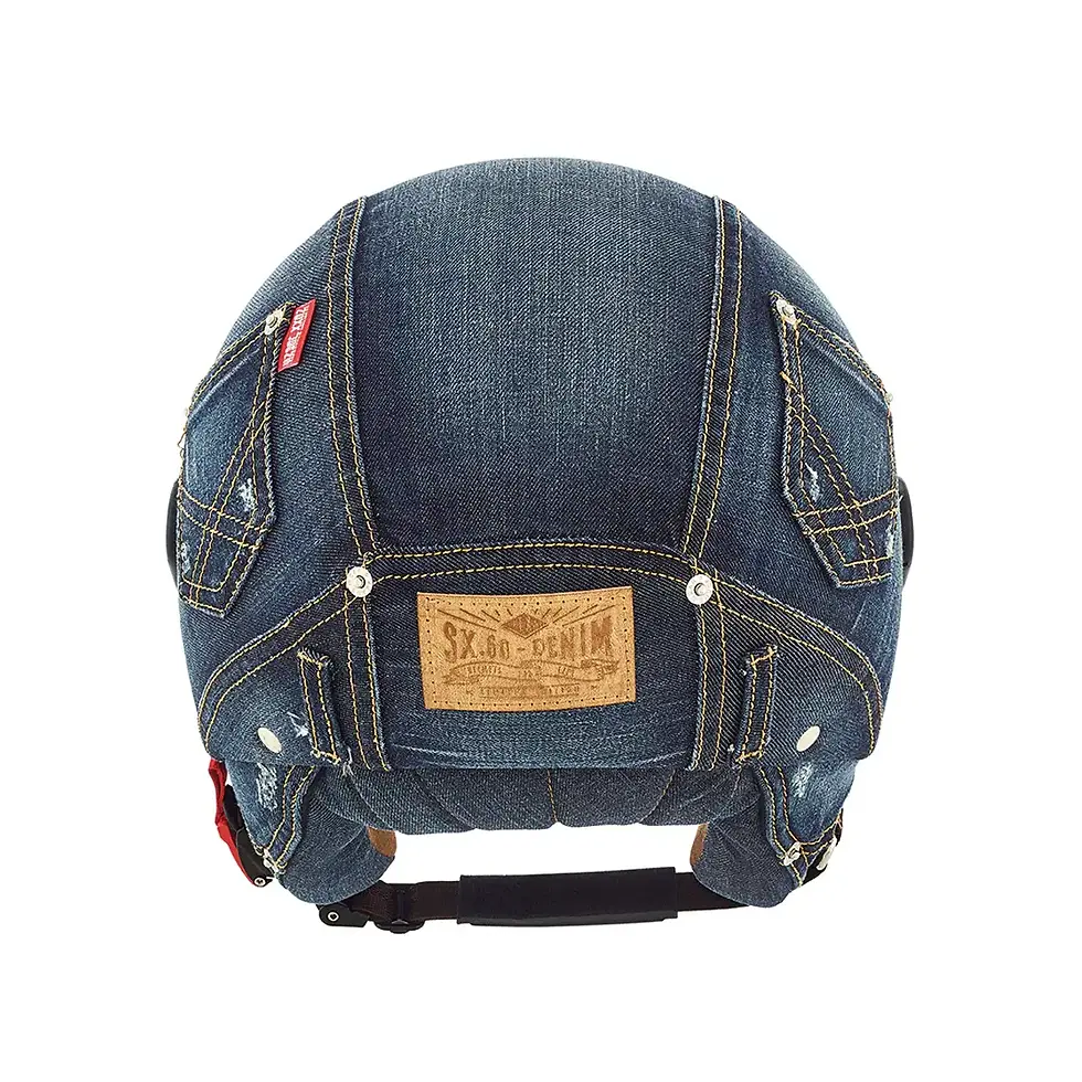 Thumbnail: Front view of NEXX SX60 Denim Helmet showing the clear visor and sleek chin strap design.