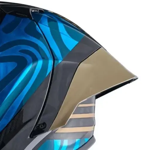 Thumbnail: NEXX XR3R Swirl Sky Blue Carbon Racing Helmet – FIM DOT ECE Certified, featuring aerodynamic shell and glossy blue carbon fin