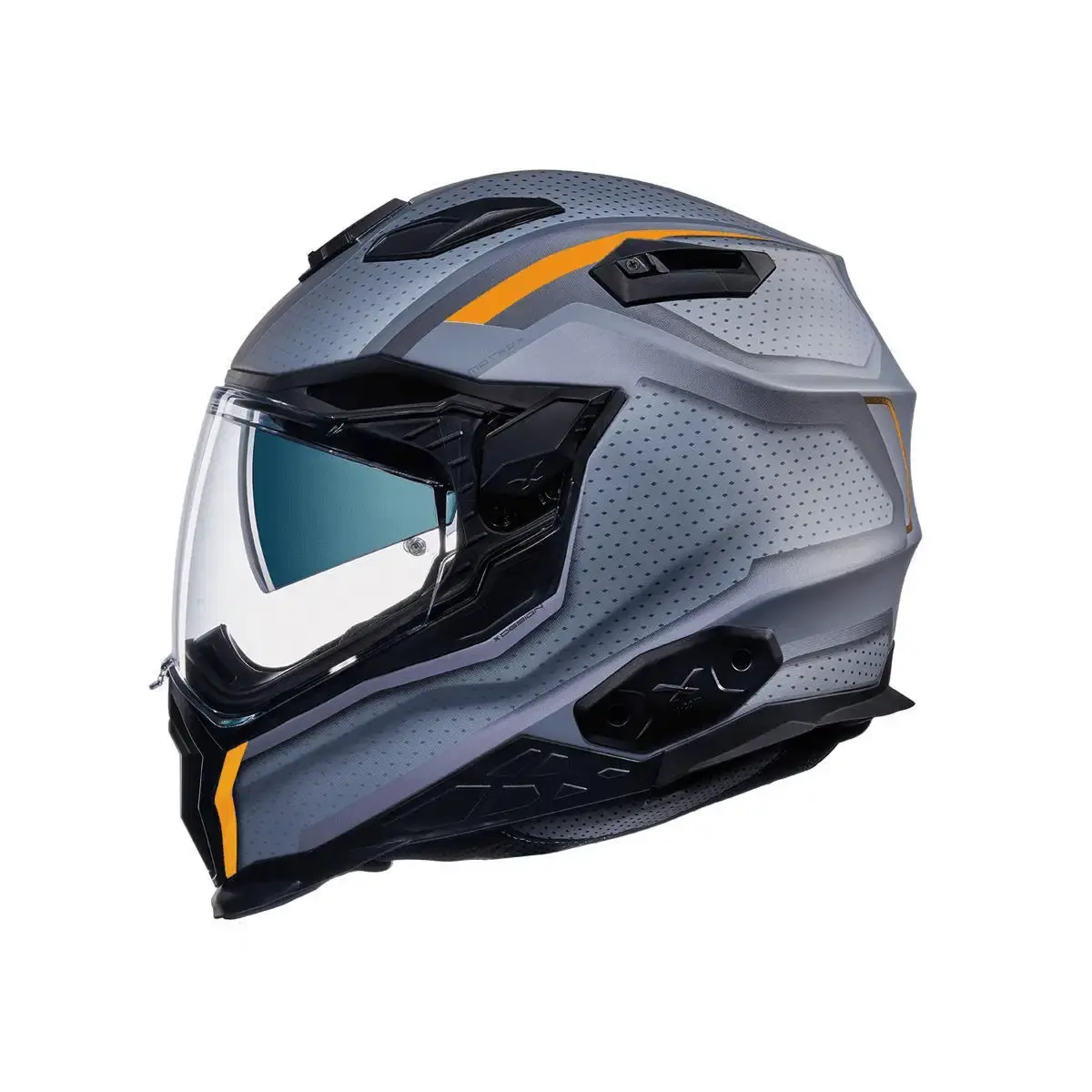 Nexx X.WST2 Motrox Titanium Matte Orange Adventure Touring Motorcycle Helmet featuring a rugged design with DOT certification