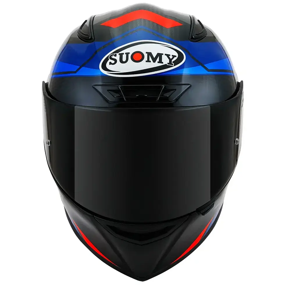 Thumbnail: Rear angle of Suomy TX-PRO Glam Blue Racing Helmet displaying aerodynamic spoiler and exhaust vents.