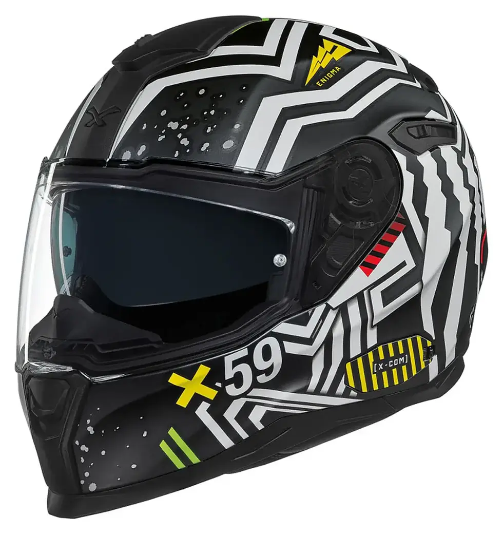 Nexx SX.100 Skyway Black Yellow Sport Touring Motorcycle Helmet featuring aerodynamic full-face design, vibrant yellow accent