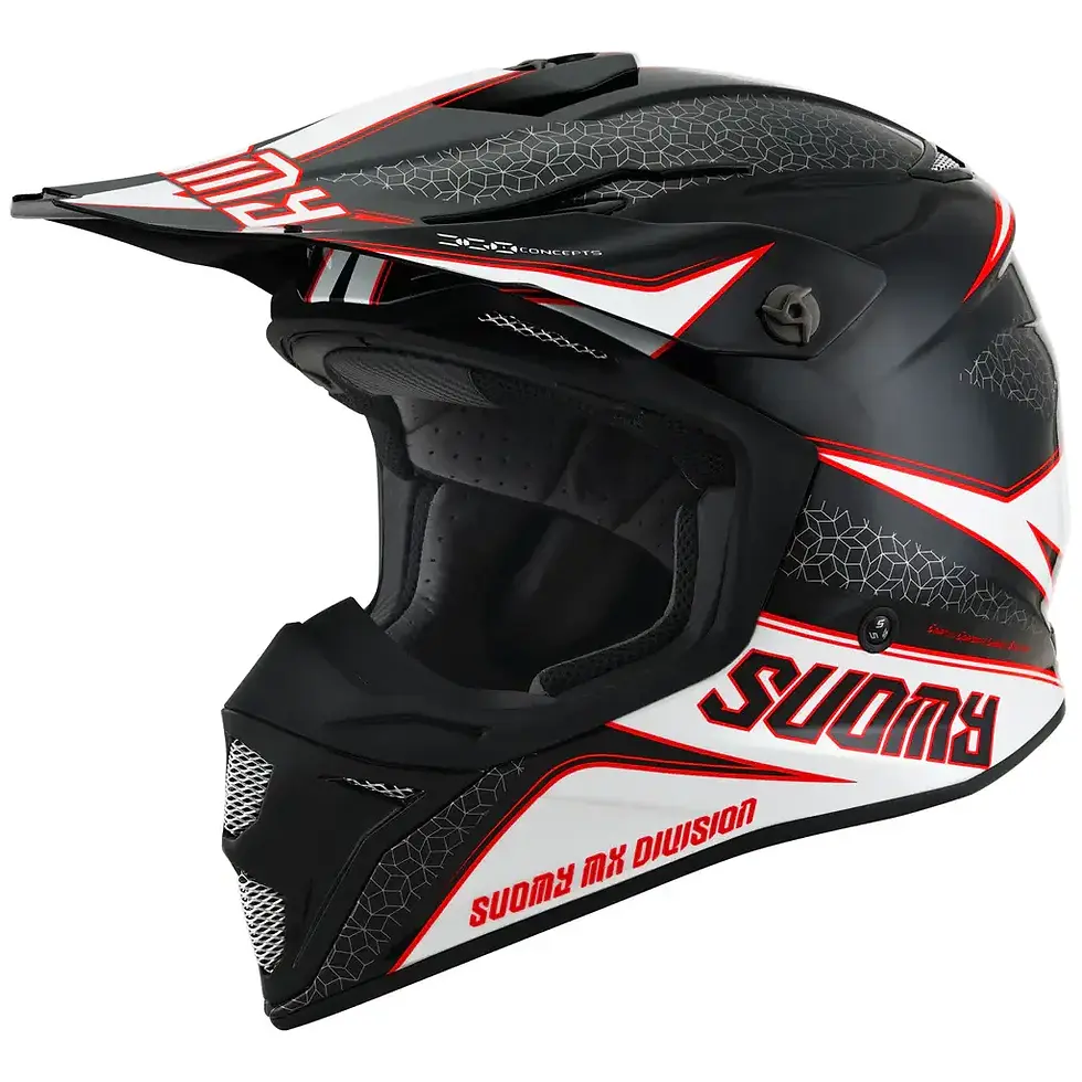 Thumbnail: Side angle of Suomy MX Speed Transition #10 Helmet highlighting sharp contour lines, extended visor, and graphic detailing.