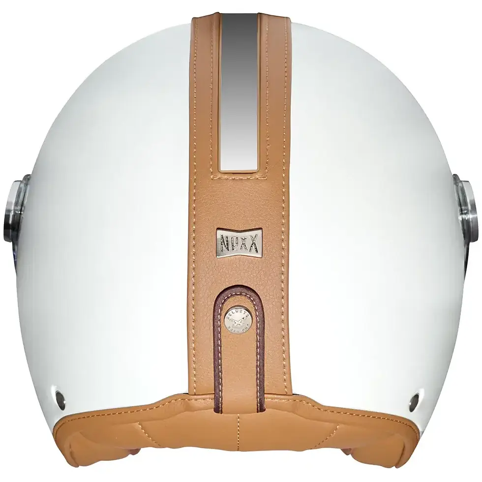 Thumbnail: Nexx X.G30 Groovy SV open-face helmet in white and camel color scheme, featuring a clear face shield and integrated drop-down