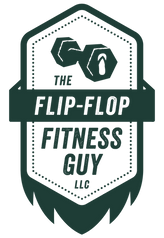 Logo of the FlipFlop Fitness Guy Company green with dumbbell  