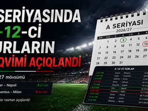 A Seriyasında 3-cü turdan 12-ci turadək oyunların tarixləri açıqlandı