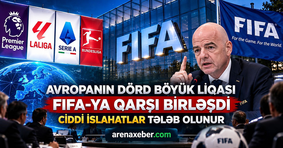 FIFA-nın loqosu və Avropanın dörd böyük futbol liqasının simvolları
