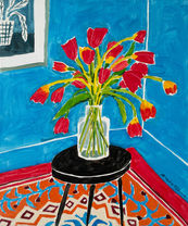 Room with red tulips