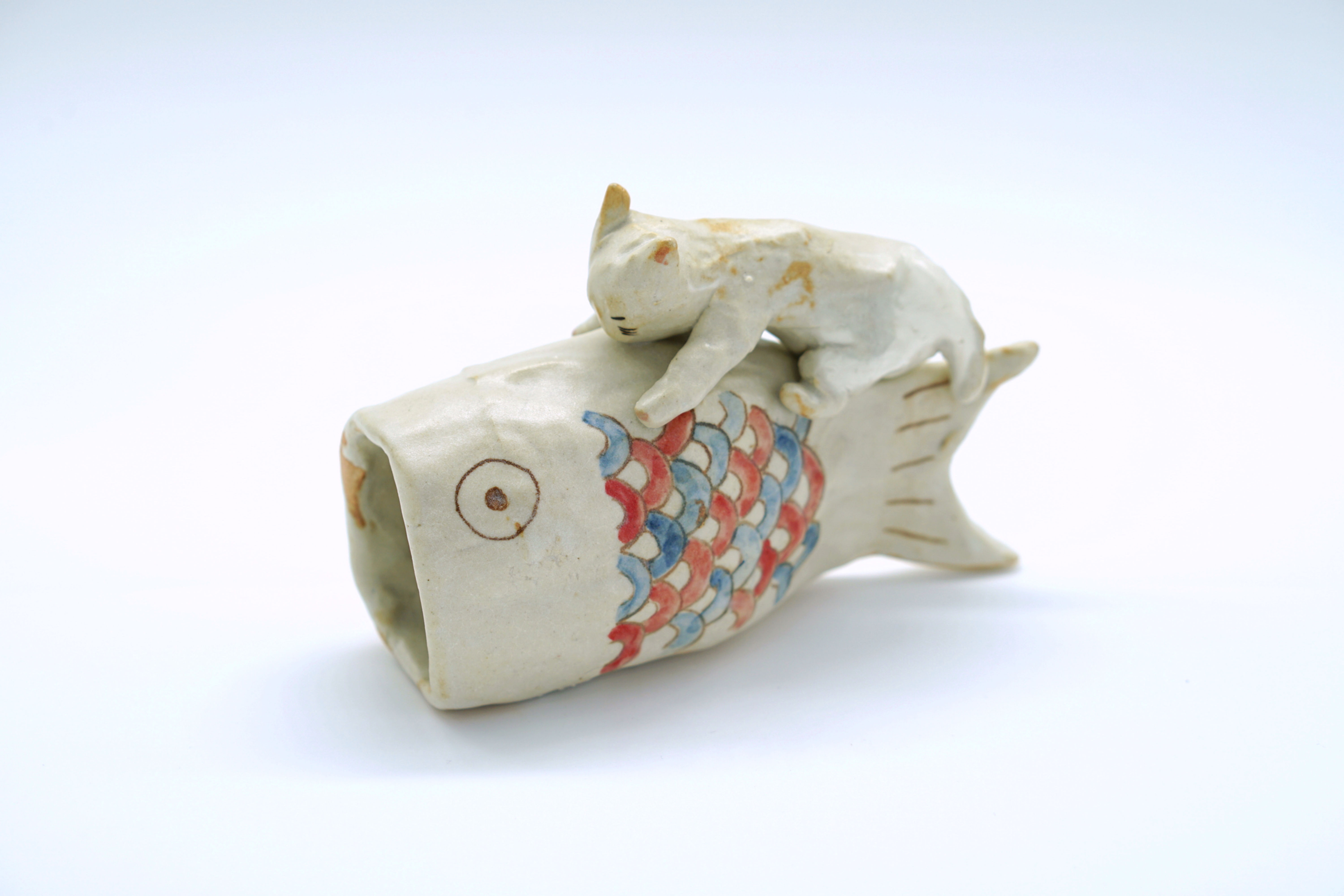 貓與魚陶瓷雕塑