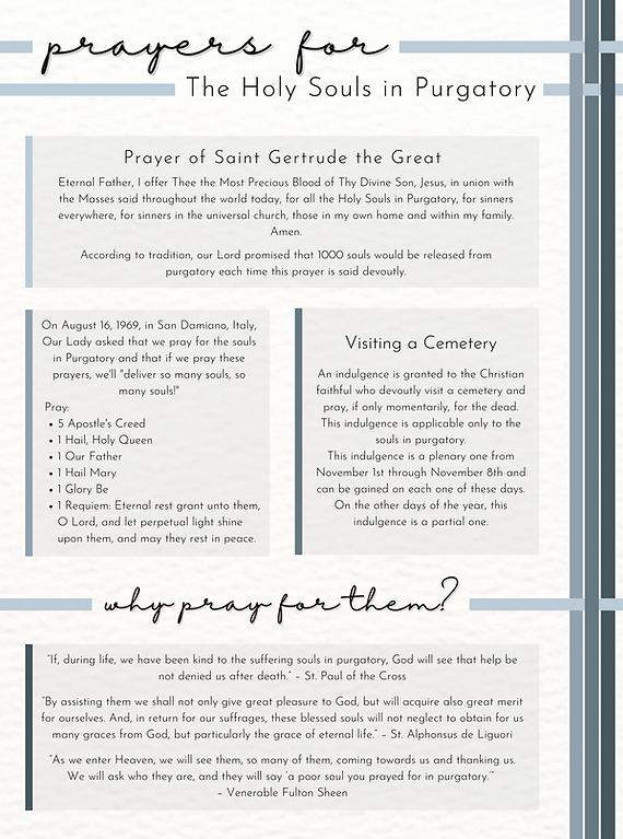 Prayers for the Holy Souls in Purgatory