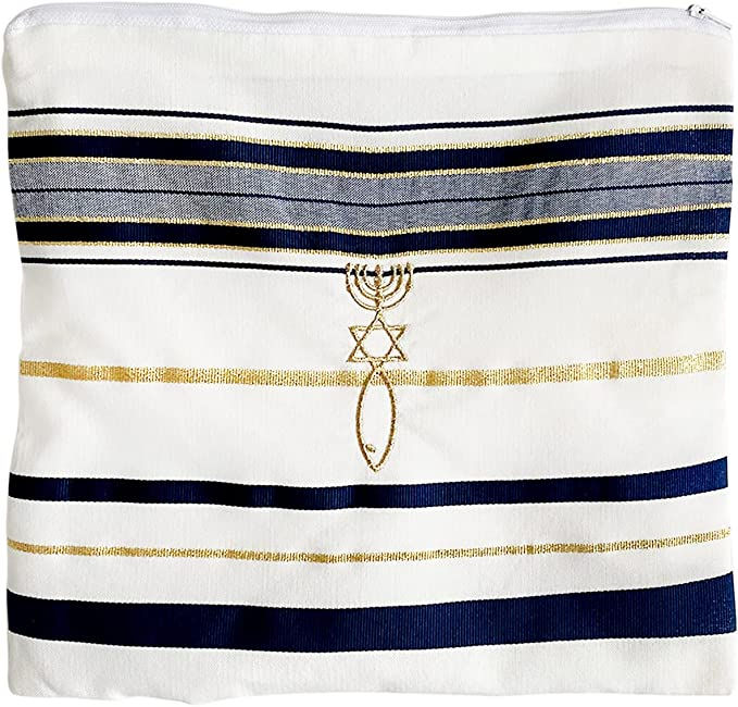 Thumbnail: New Covenant Messianic Prayer Shawl Tallit 72" X 22" with Bag, Card and Brochure