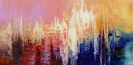 Sensuous Cognition, original abstract painting by Tatiana Iliina, palette knife, colorful modern art