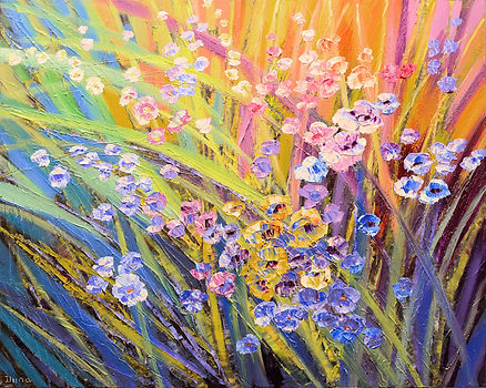 Afternoon on a Hill, original contemporary flower painting by Tatiana iliina