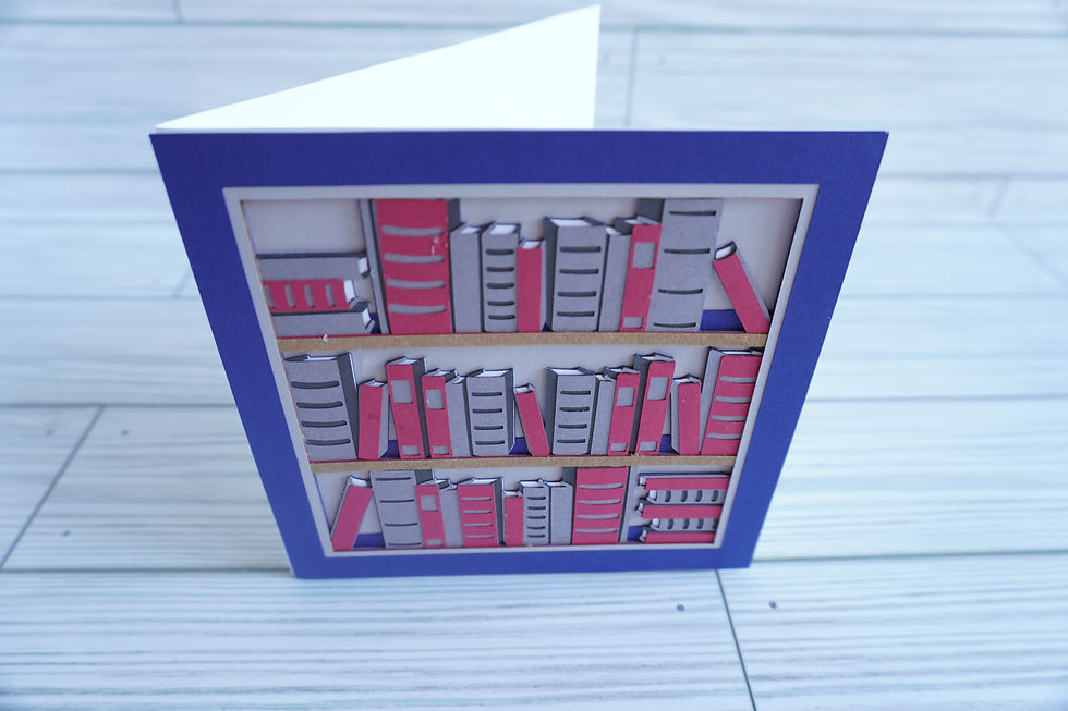 Thumbnail: Books Layered, Handcrafted Card, 5 x 5