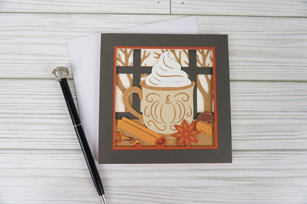 Thumbnail: Fall Pumpkin Spice Mini, Layered, Handcrafted Card, 5 x 5