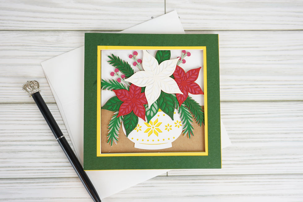 Thumbnail: Christmas Poinsettia Bouquet, Layered, Handcrafted Card, 5 x 5
