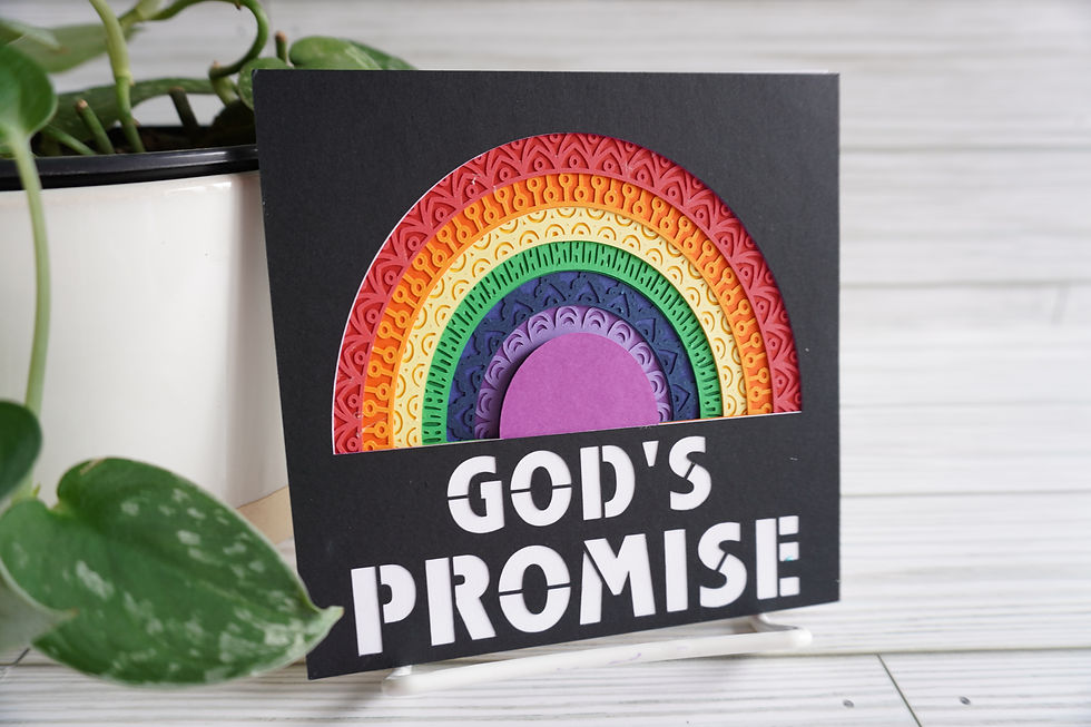Thumbnail: God's Promise Rainbow, Layered, Handcrafted Card, 5 x 5
