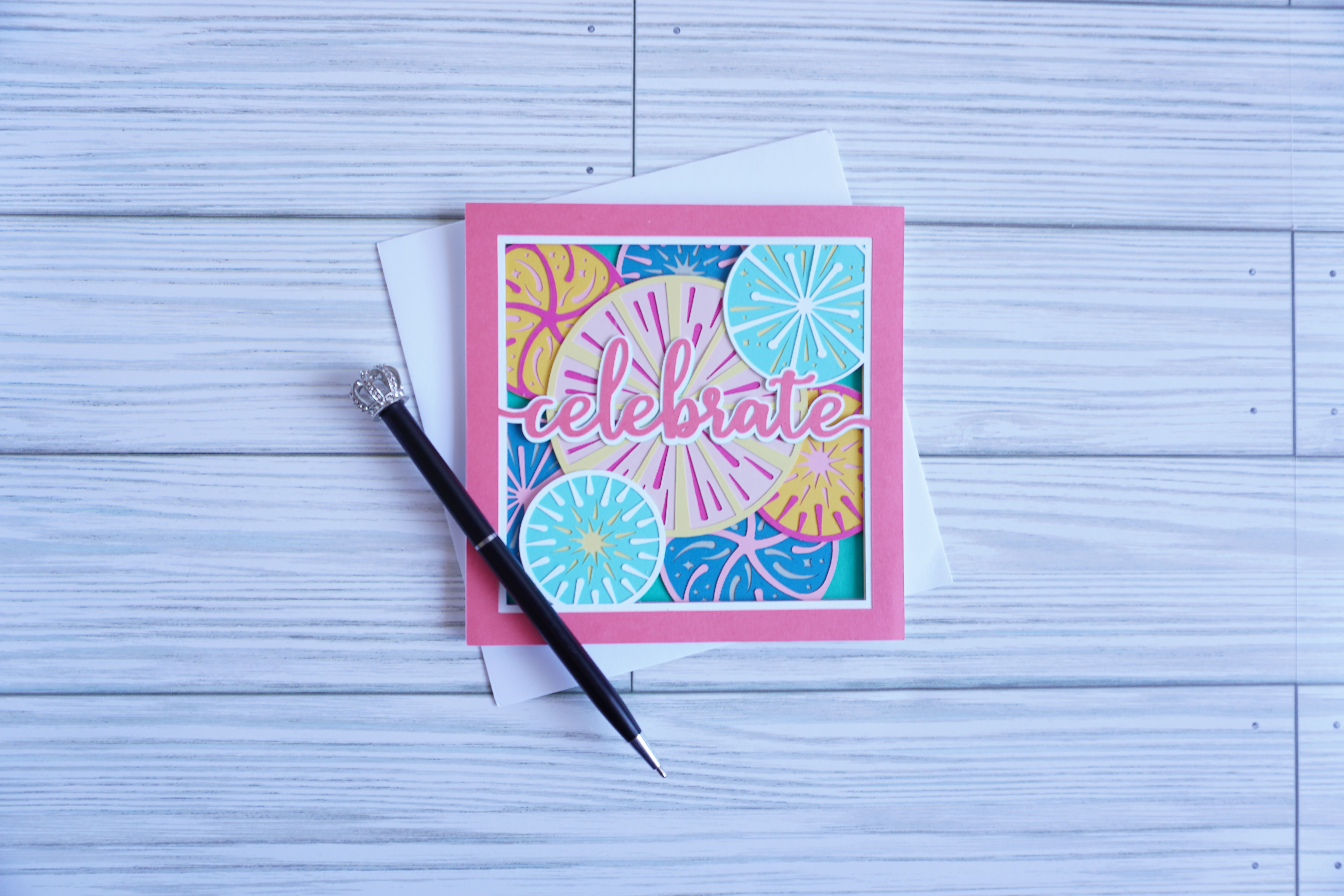Celebrate Circles, Birthday, Layered, Handcrafted Card, 5 x 5