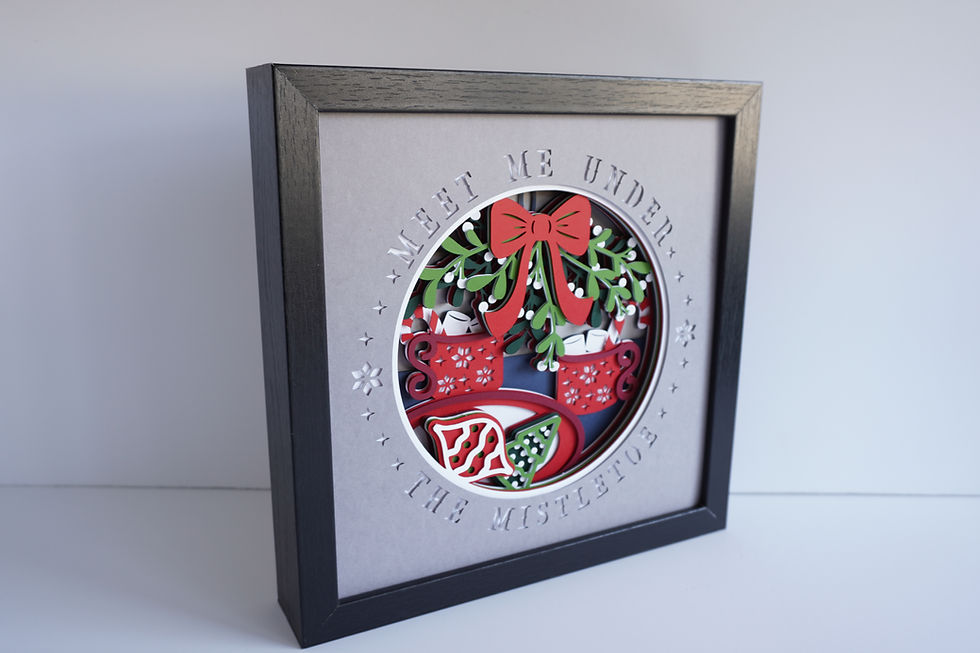 Thumbnail: Black framed 3d shadow box of mistletoe