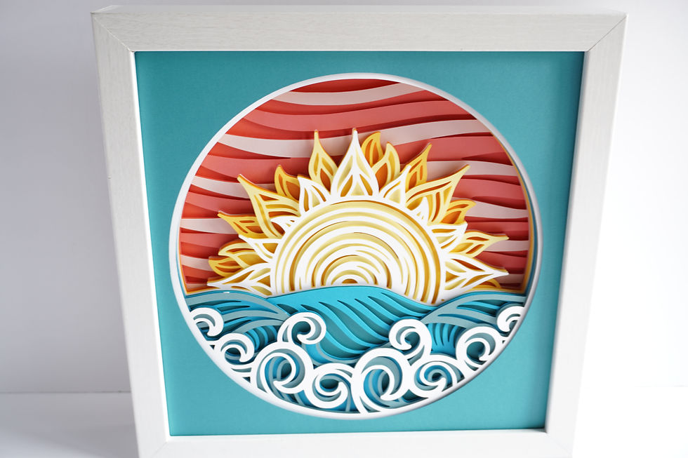 Thumbnail: Ocean Sunset, Vintage 3D Shadow Box