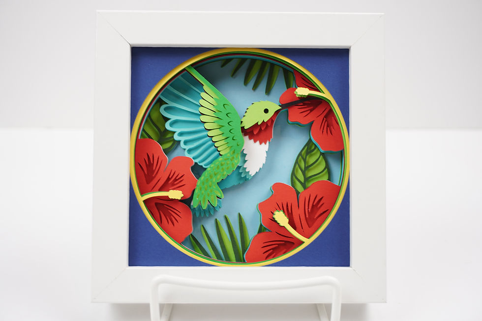 Thumbnail: Hummingbird,  5 x 5,  3D Shadow Box