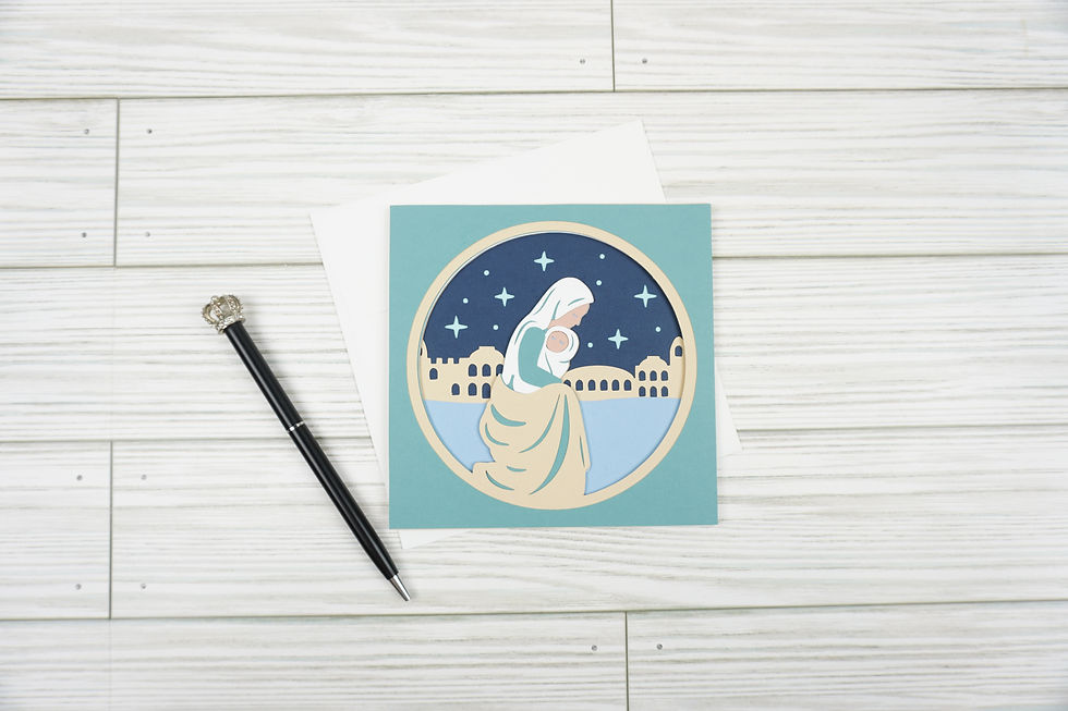 Thumbnail: Silent Night, Layered, Handcrafted Card, 5 x 5