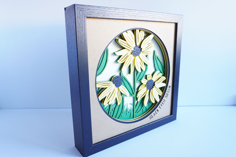 Thumbnail: Black framed 3d shadow box of black eyed susan