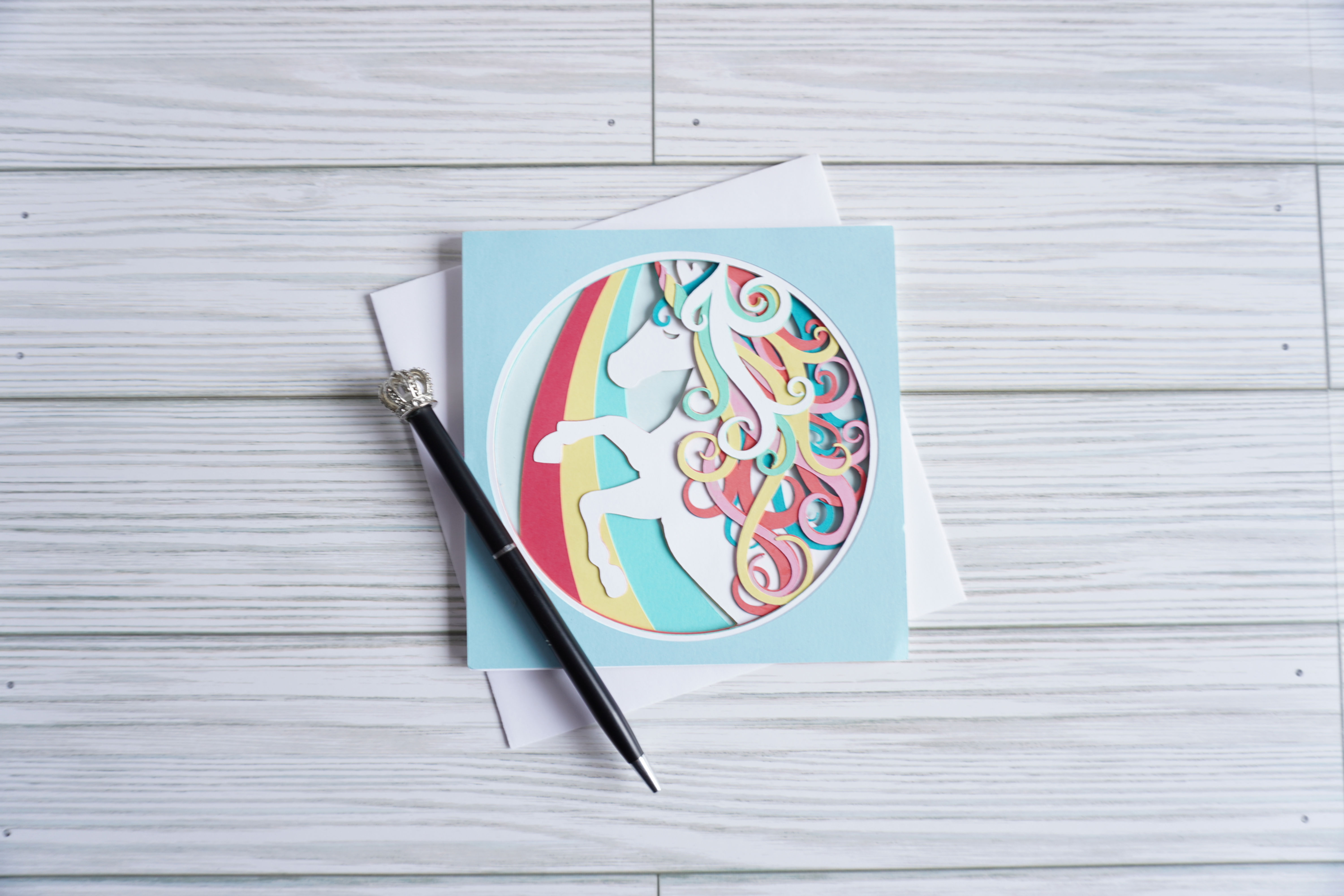 Handcrafted 5 x 5 card of a unicorn