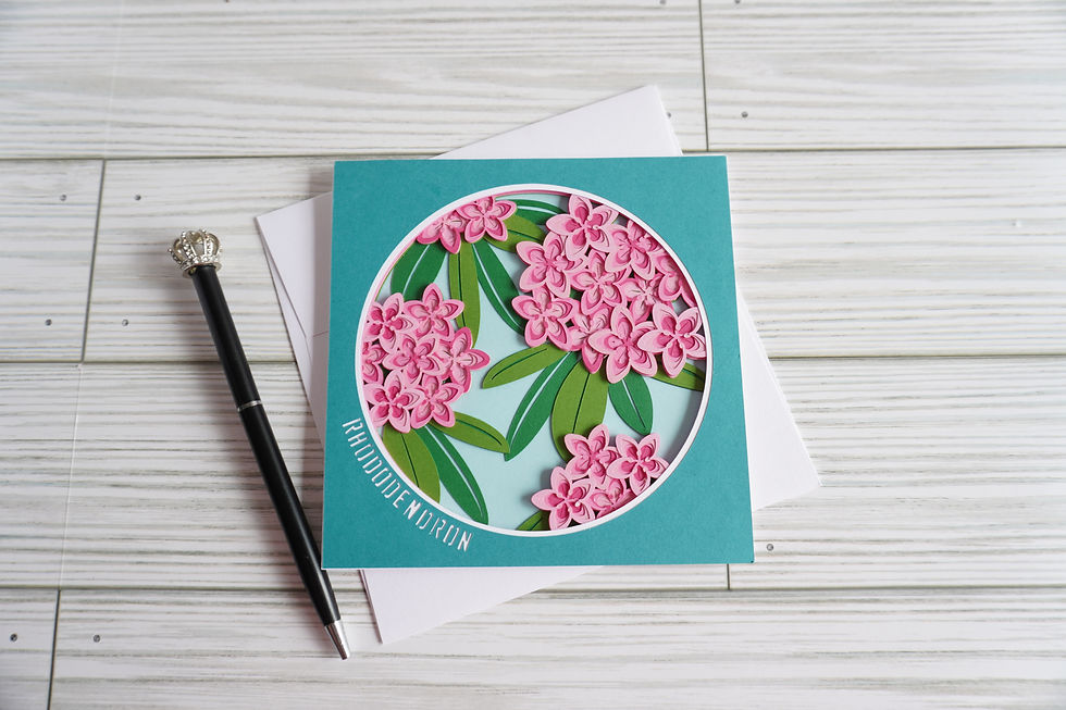 Thumbnail: Rhododendron,  Layered, Handcrafted Card, 5 x 5