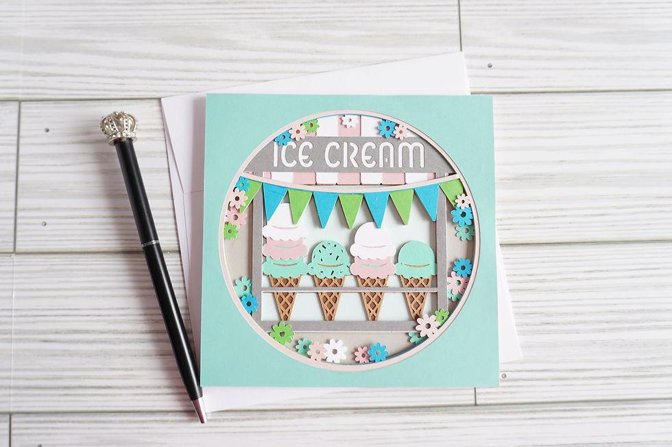 Ice Cream Truck, Layered, Handcrafted Card, 5 x 5