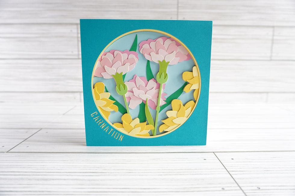 Thumbnail: Carnation, Layered, Handcrafted Card, 5 x 5