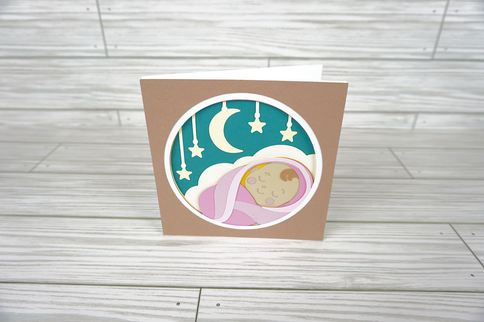 Thumbnail: New Baby Girl, Layered, Handcrafted Card, 5 x 5