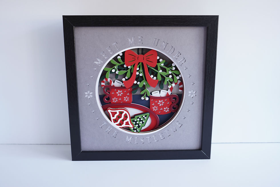 Thumbnail: Black framed 3d shadow box of mistletoe