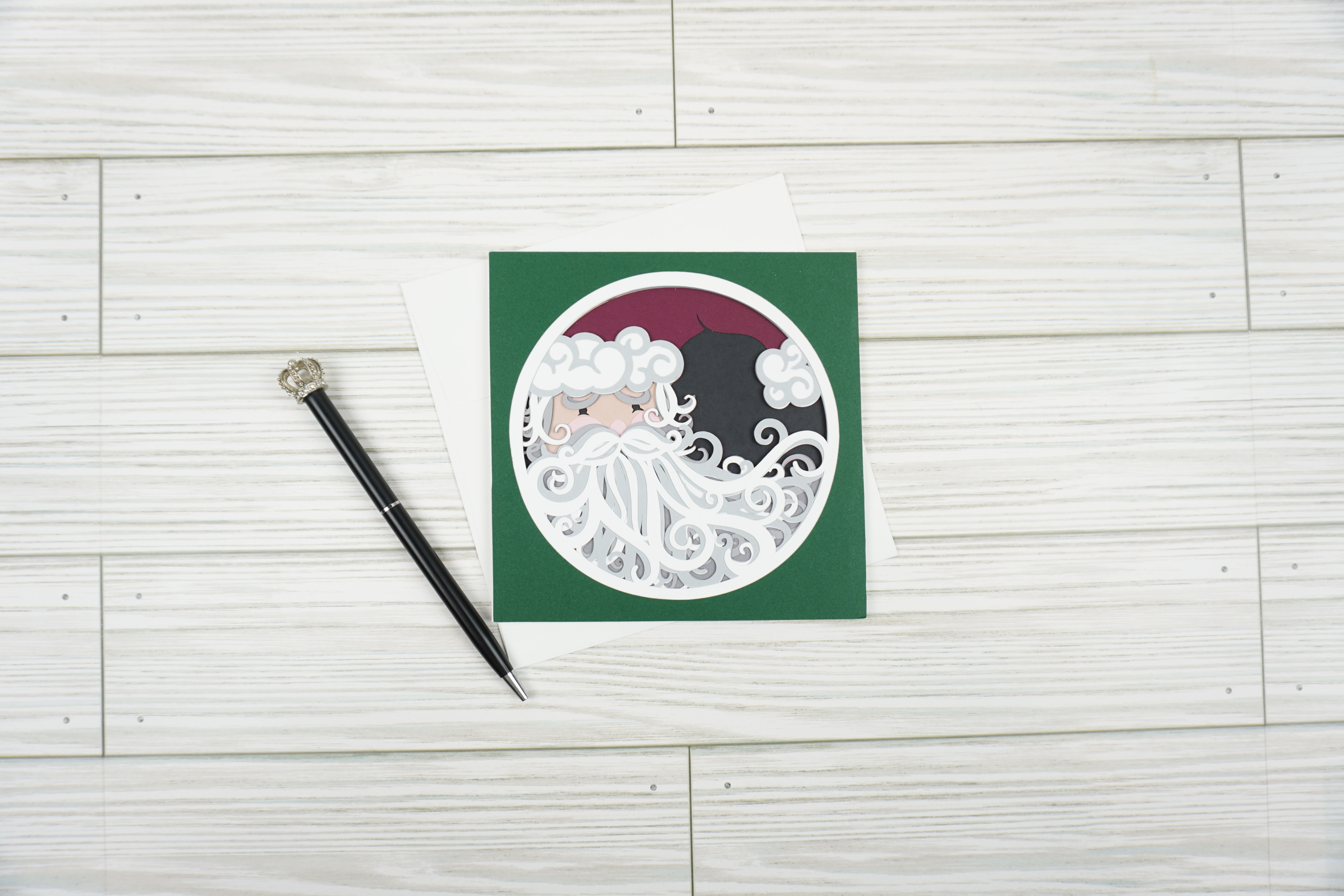 Santa Layered, Handcrafted Card, 5 x 5