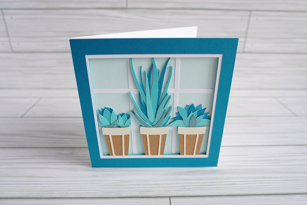 Thumbnail: Potted Succulents, Layered, Handcrafted Card, 5 x 5
