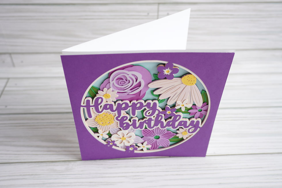 Thumbnail: Happy Birthday Floral, Layered, Handcrafted Card, 5 x 5