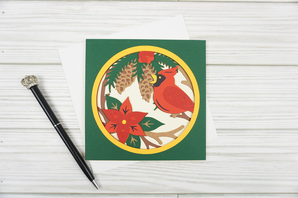 Thumbnail: Christmas Cardinal, Layered, Handcrafted Card, 5 x 5