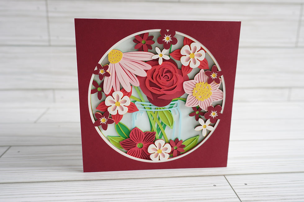Thumbnail: Mason Jar Bouquet, Layered, Handcrafted Card, 5 x 5