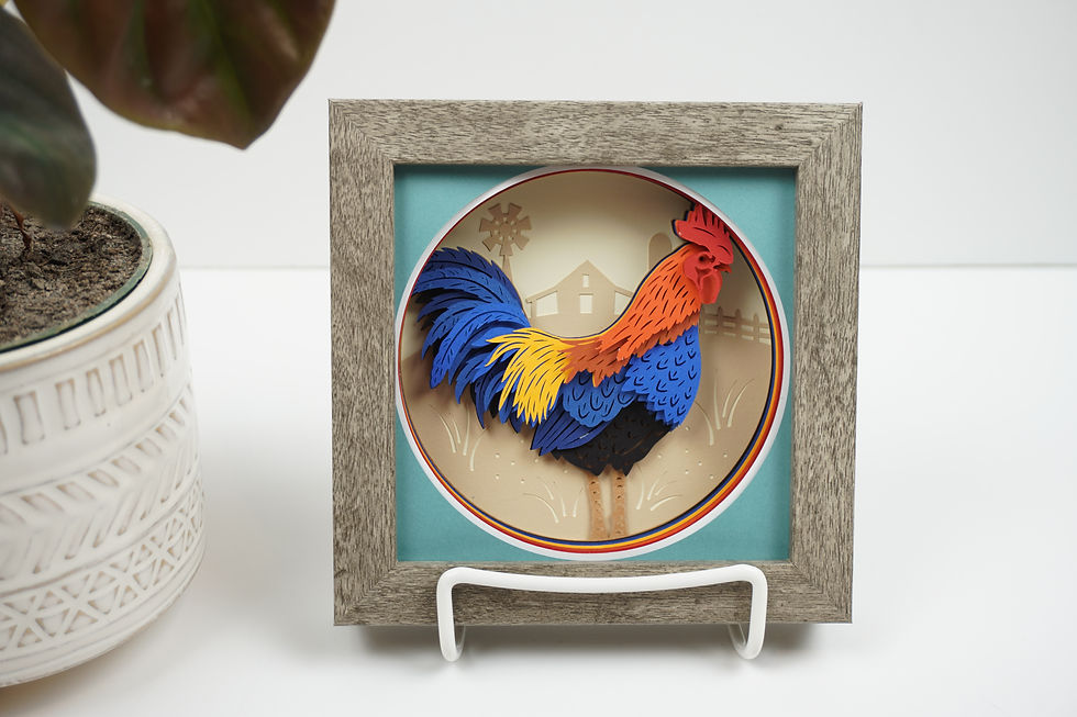 Thumbnail: Rooster, 5 x 5,  3D Shadow Box