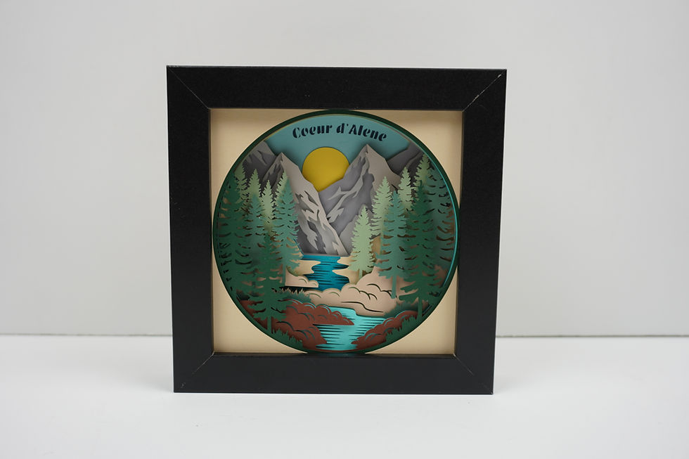 Thumbnail: Coeur d'Alene Mountain Stream, 5 x 5,  3D Shadow Box