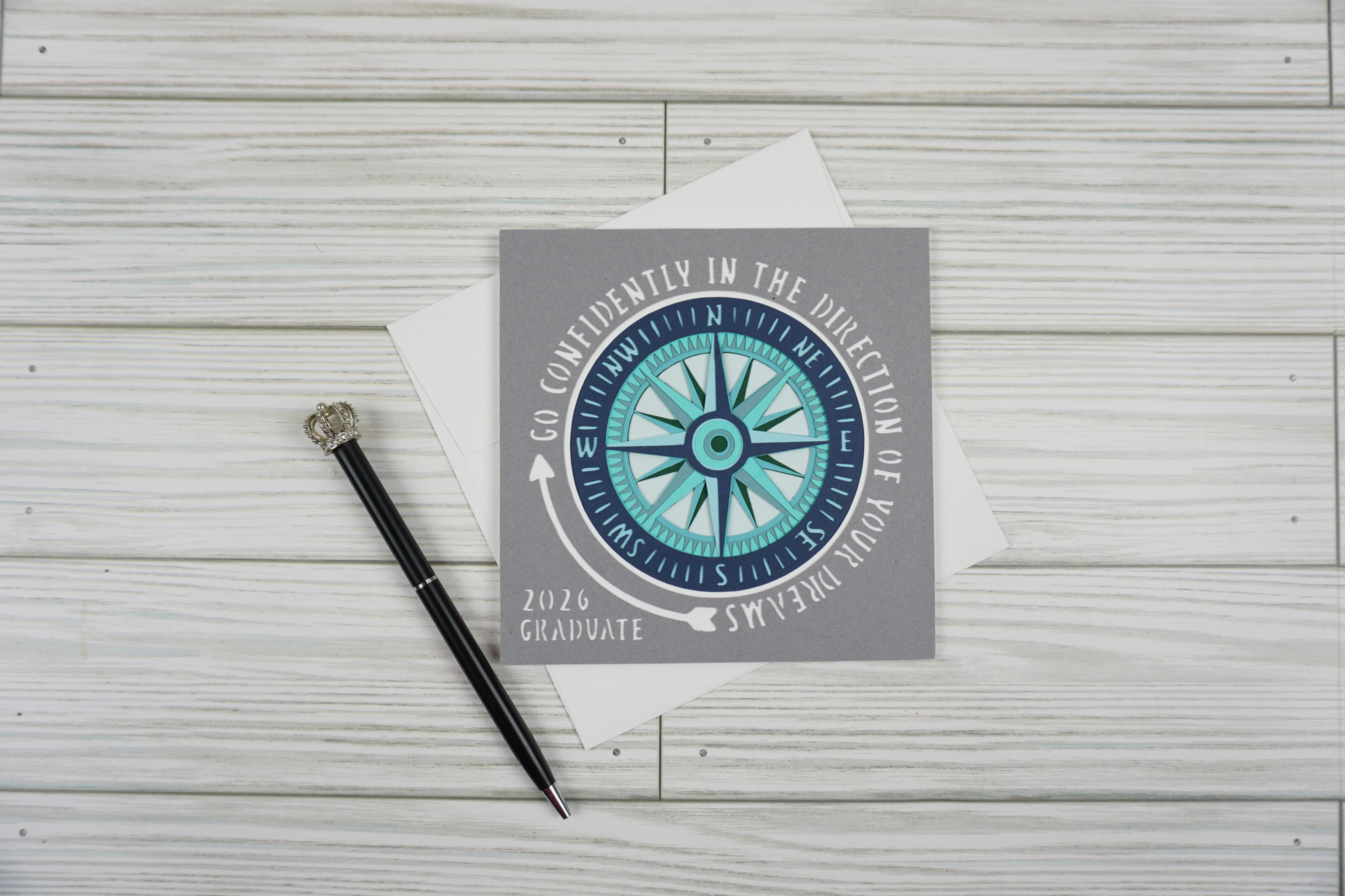 Graduation Compass 2026, Layered, Handcrafted Card, 5 x 5