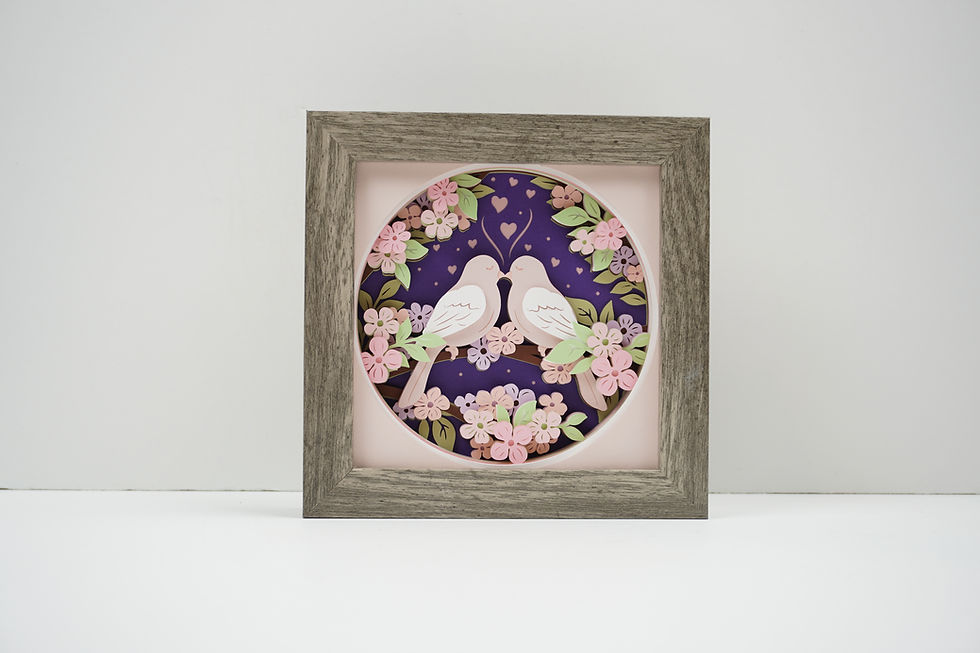 Thumbnail: Love Birds,  5 x 5,  3D Shadow Box